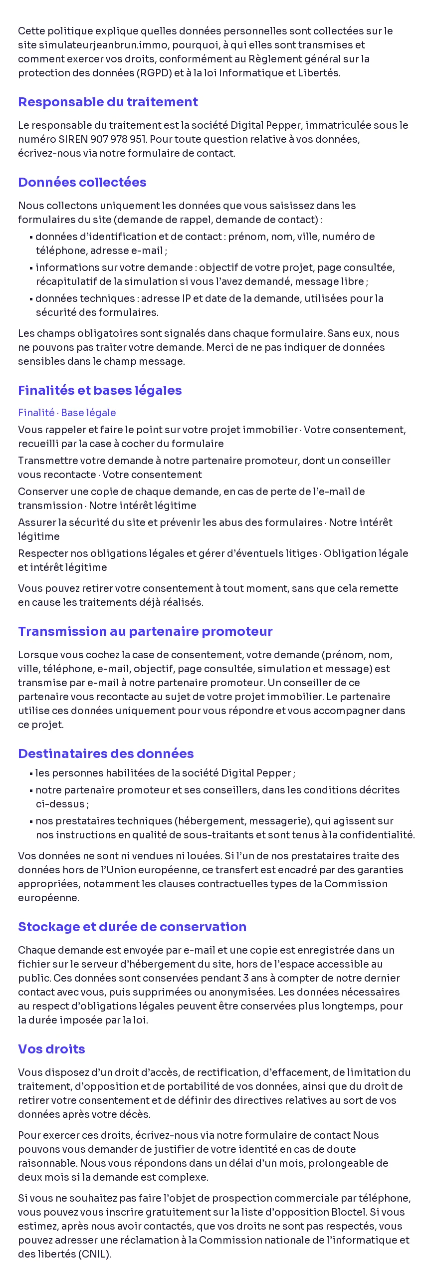 Politique de confidentialité (1/2)